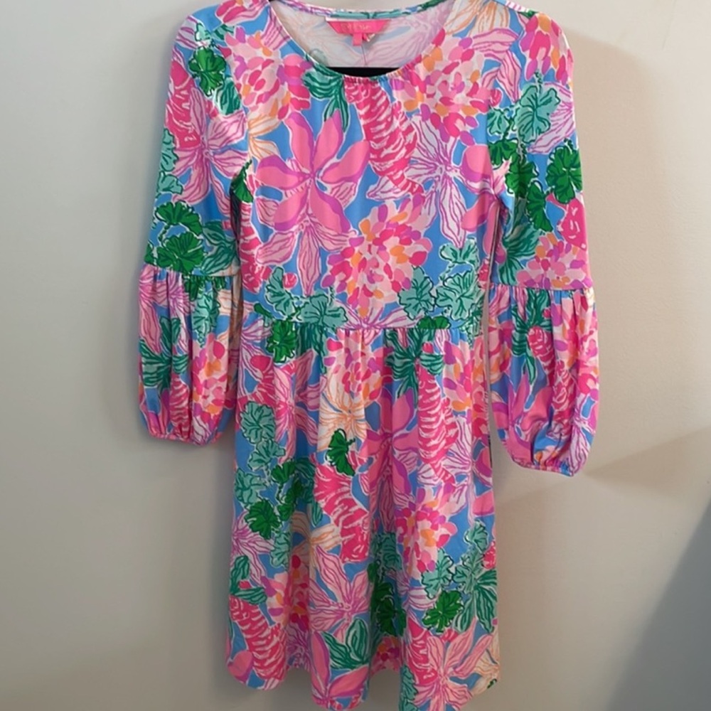Lilly Pulitzer Vibrant Pink and Green Long Sleeve Dress - Picture 3 of 7